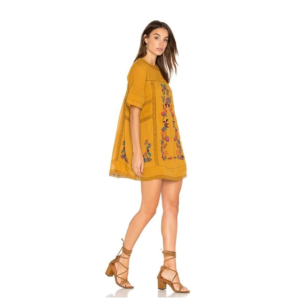 Free People Perfectly Victorian Dress Embroidered Boho Crochet Lace Trim Small - Picture 2 of 9